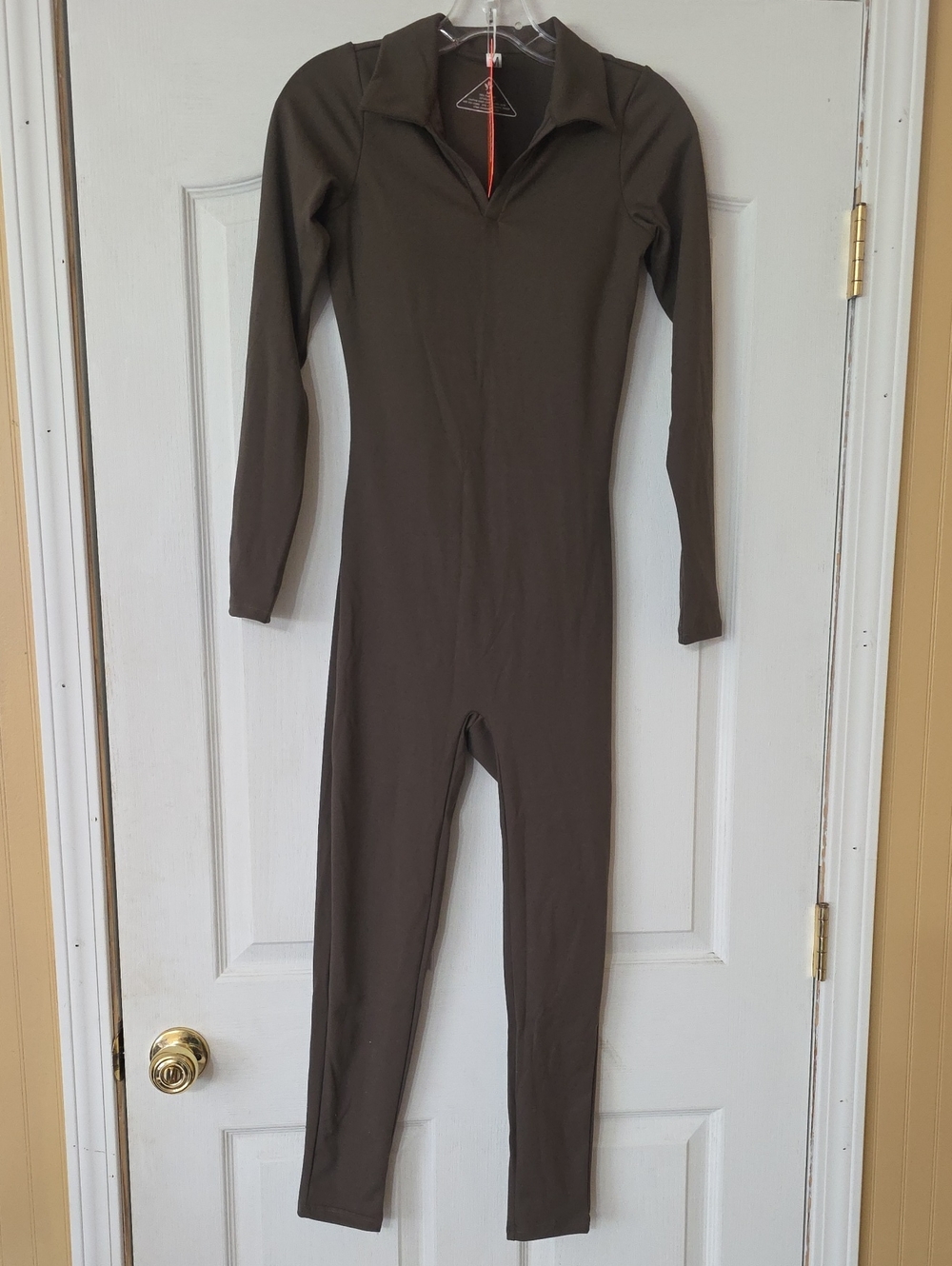 Yoga Bodysuit Long-Sleeve One-Piece Jumpsuit in Brown